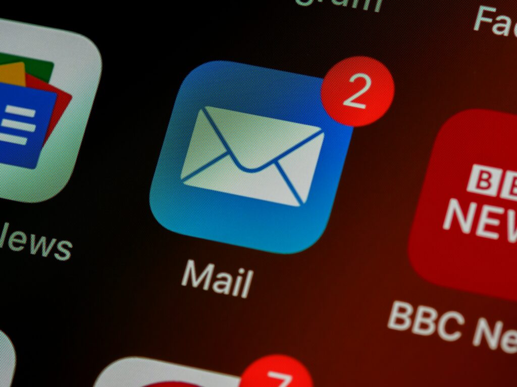 iPhone showing the email icon with two unread images