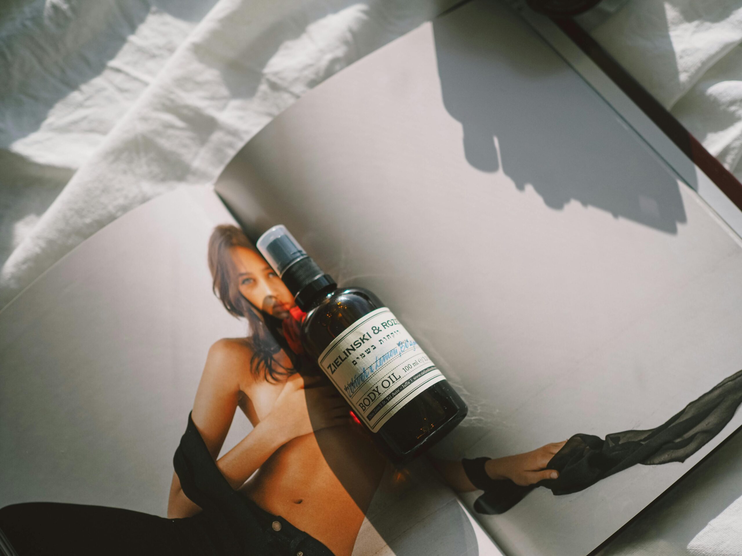 Body Oil Brand on a Magazine