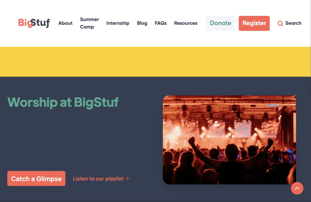 Reconstructed view of the earlier BigStuf worship page